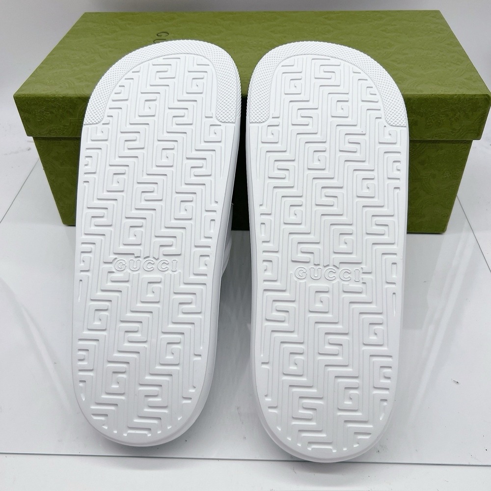 Gucci Men's Web ACE RUBBER Slide Sandals Pool White UK 13 US 13.5 NEW AUTHENTIC - Picture 9 of 12